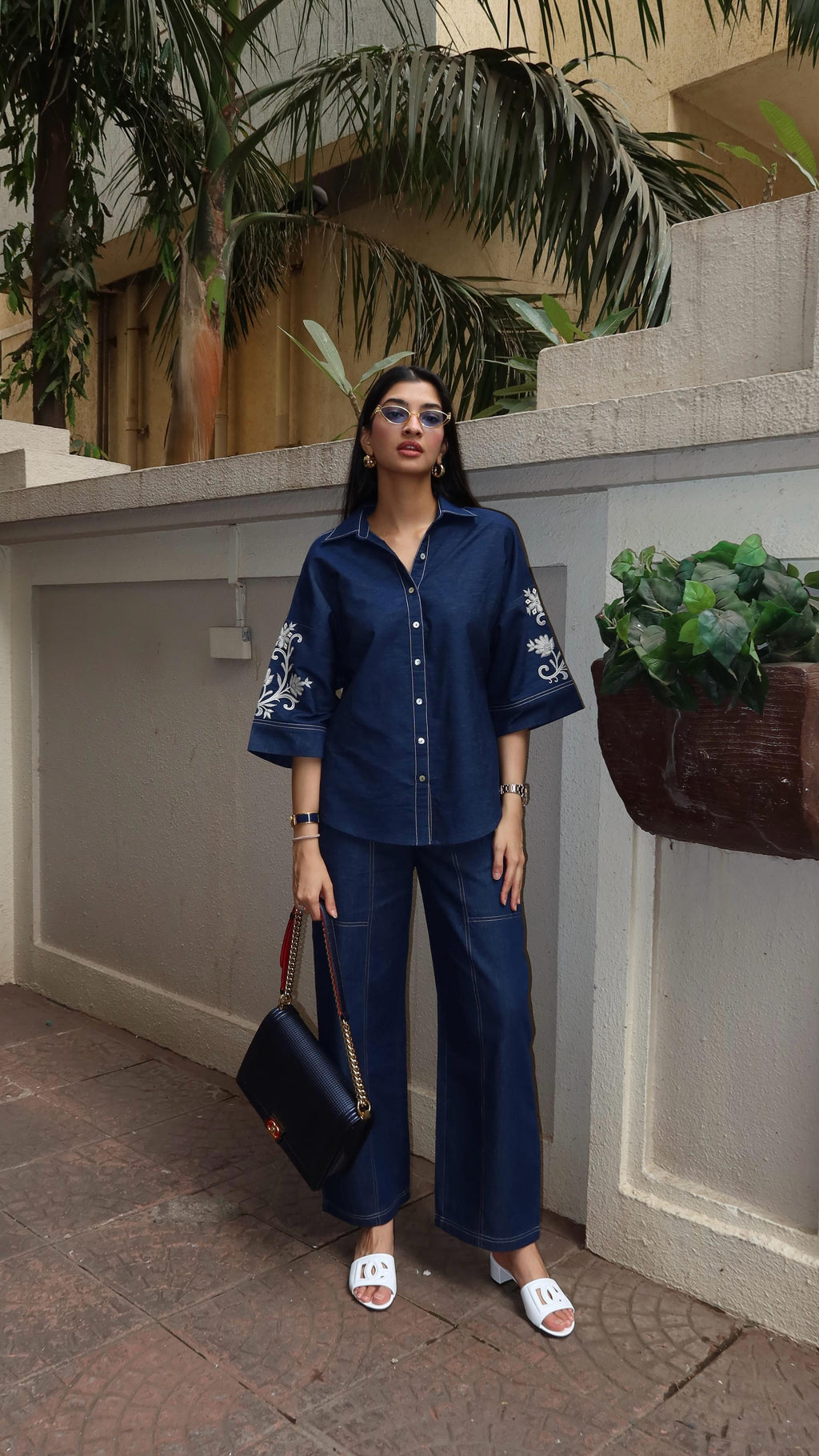 Noor Denim Co-Ord Set – Stylish Fusion Wear with Intricate Embroidery