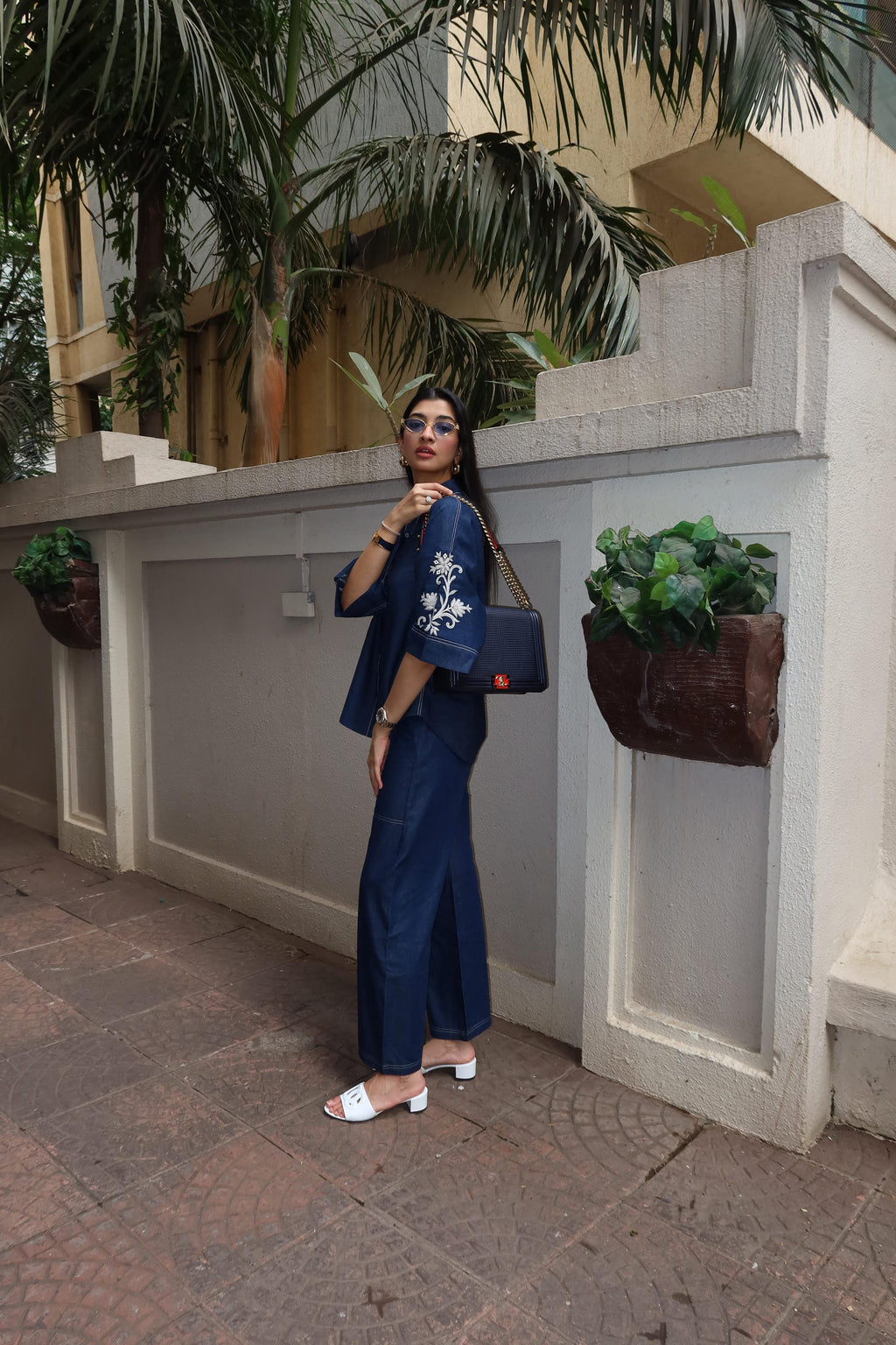 Noor Denim Co-Ord Set – Stylish Fusion Wear with Intricate Embroidery