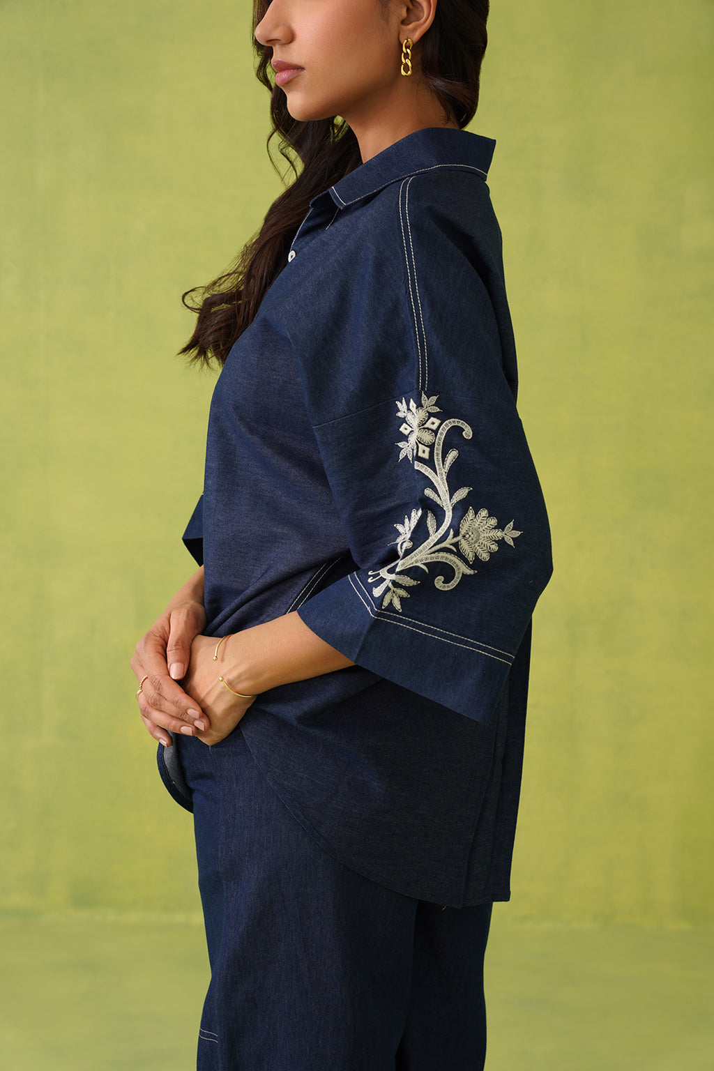 Noor Denim Co-Ord Set – Stylish Fusion Wear with Intricate Embroidery