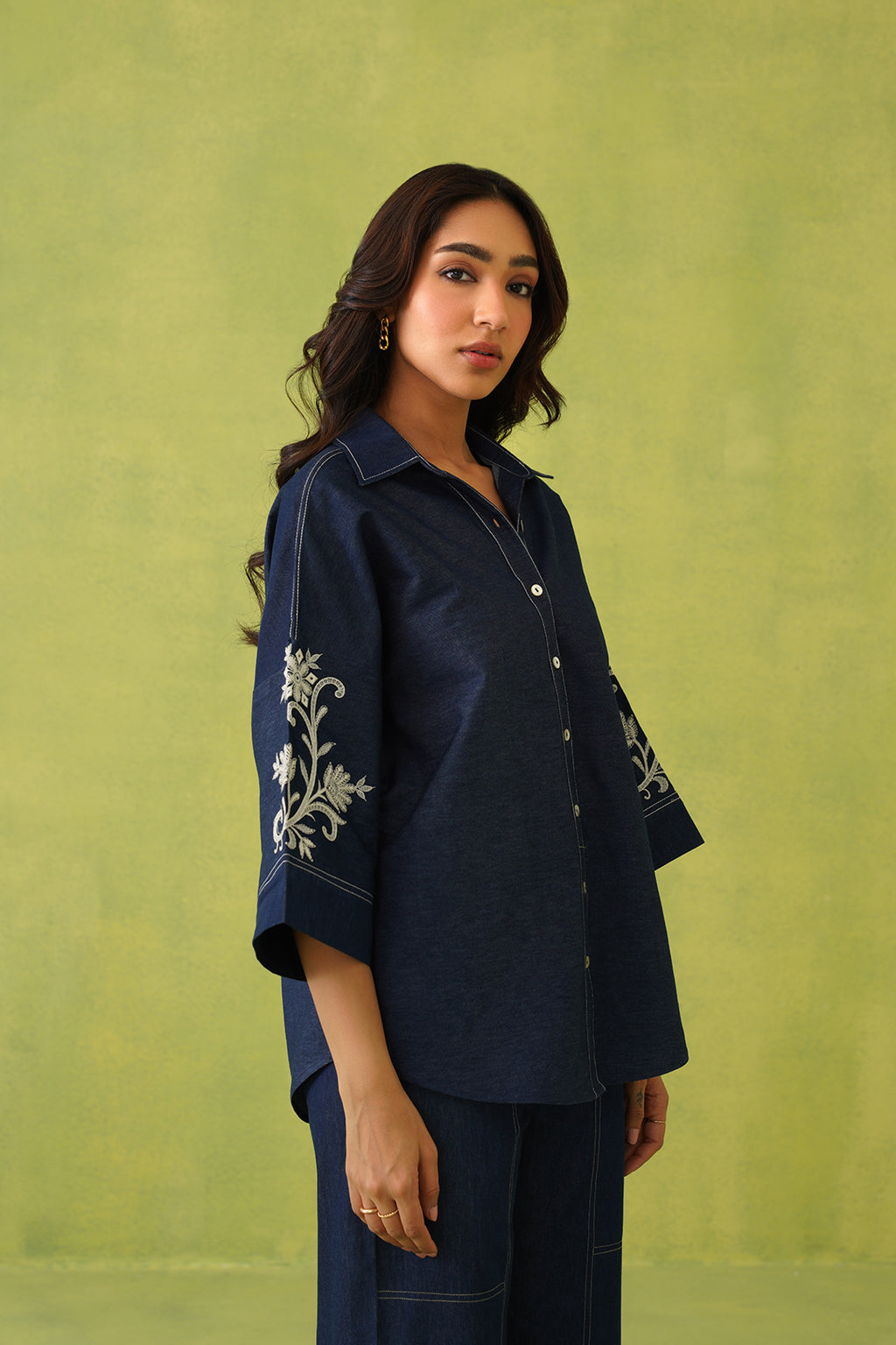 Noor Denim Co-Ord Set – Stylish Fusion Wear with Intricate Embroidery