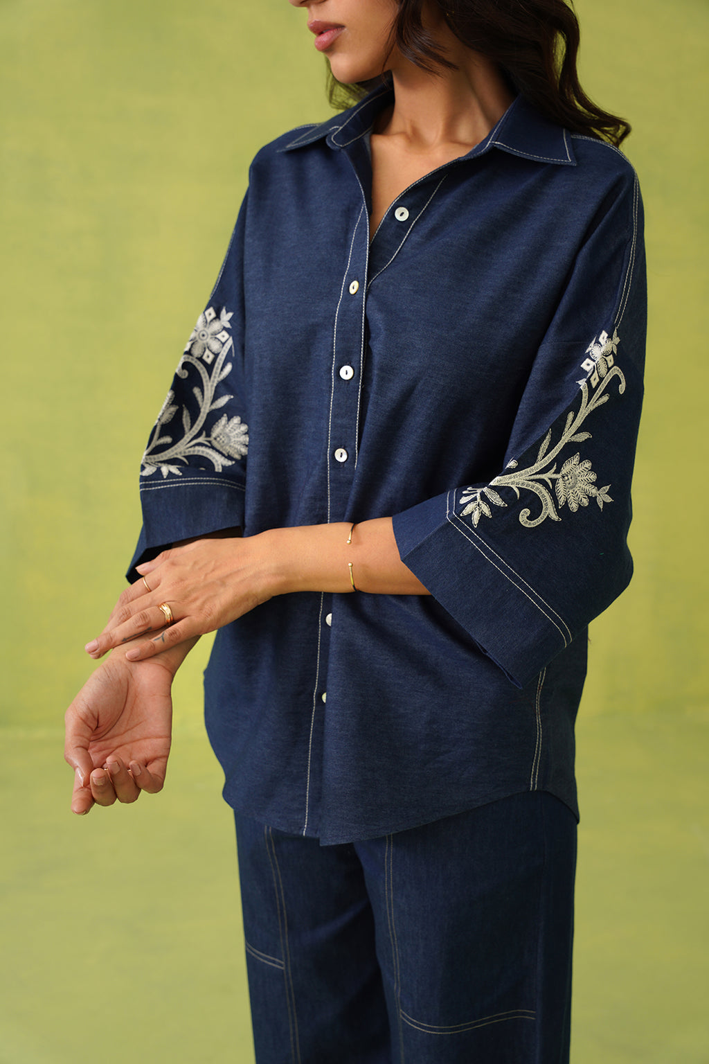 Noor Denim Co-Ord Set – Stylish Fusion Wear with Intricate Embroidery