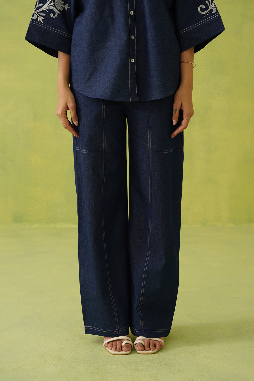 Noor Denim Co-Ord Set – Stylish Fusion Wear with Intricate Embroidery