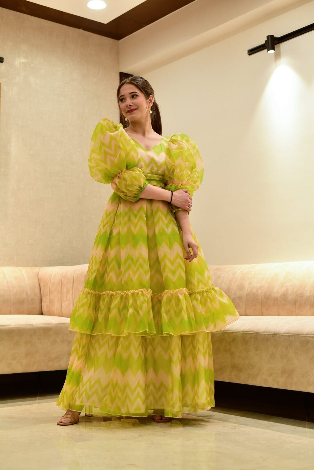 Block Print Anarkali 3 Pieces Combo Kurta, Palazzo & Dupatta - Set 24