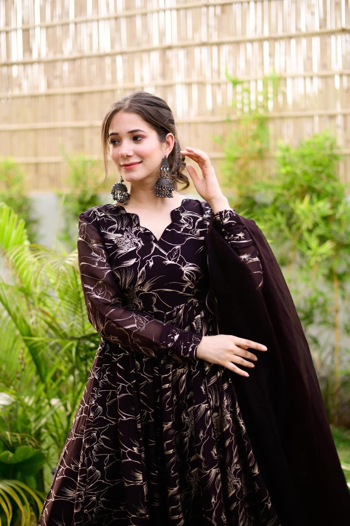 Block Print Anarkali 3 Pieces Combo Kurta, Palazzo & Dupatta - Set 18